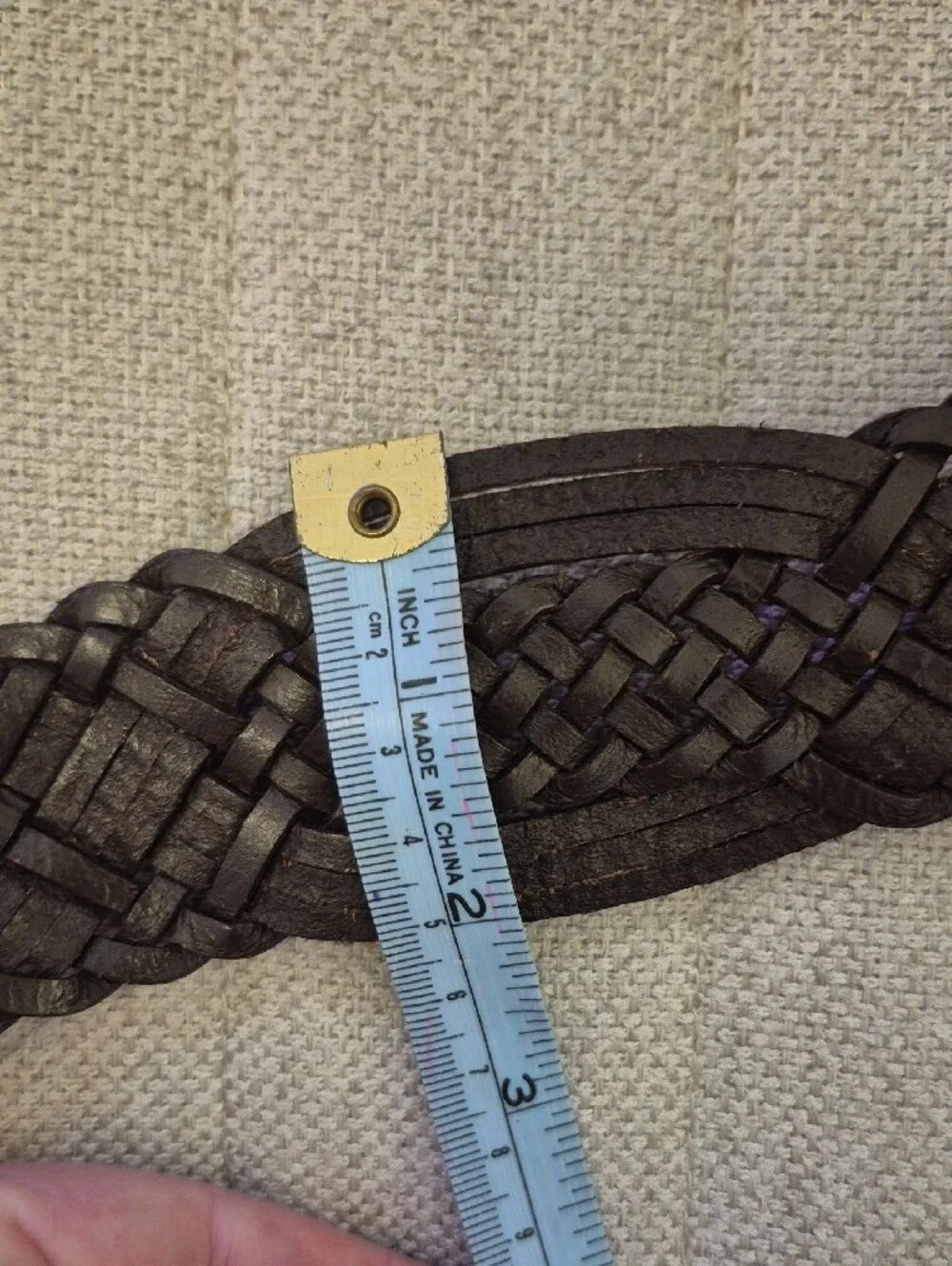 Vintage Brown Braided Leather Belt with Medallion Buckle Y2K